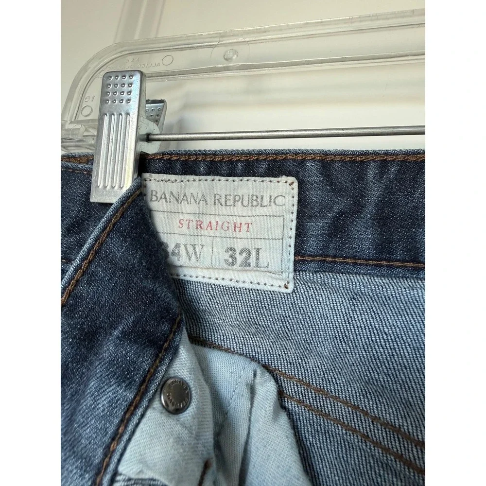 Banana Republic Mens Straight Leg Jeans Dark Wash Stretch Denim Casual 34x32